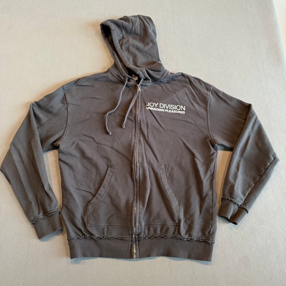 H&M Divided Joy Division Unknown Pleasures Zip Hoodie M Washed Black